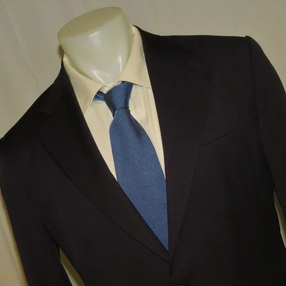 Versace Mainline x Castangia Recent Dark Blue Woven Two Button Suit Jacket 40L